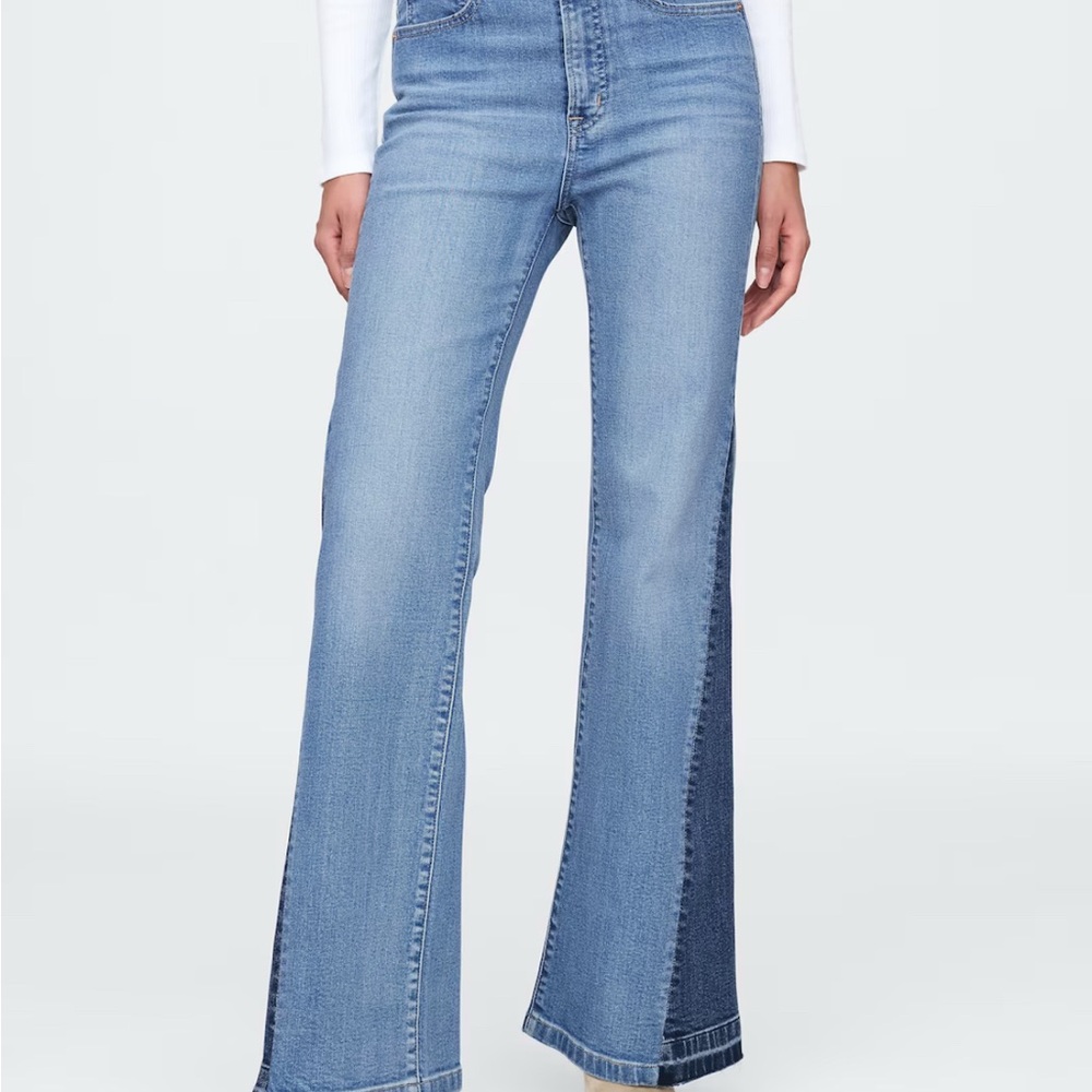 Women's GAP high rise patched 70’s flare jeans